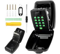 Hebaogugu Police Approved Key Safe Wall Mounted, Large Key Safe Box with Illuminated Sticker Buttons, 12-Digit Code Key Lock Outside with Waterproof Cover for Home Office Flat Garage