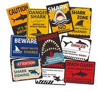 Hebayy 10 Designs Shark Zone Party Wall Decorations Signs for Ocean Theme Birthday Party Supplies in Horizontal and Vertical Design (Each Measures 6"X 7.9")