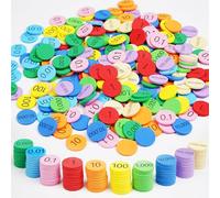 Hebayy 250 PCS EVA Place Value Disks, 10 Values Counting Chips Color-coded Soft Place Value Chips Decimals to Whole Numbers Counting Chips Early Math Learning for Elementary School