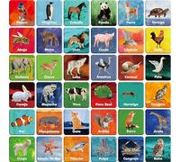 Hebayy 36 Pairs Animal Matching Game, 72PCS Spanish Flashcards 36 Designs Memory Cards Educational Learning Toys for Preschool 4 5 6 Years Old (Each Measures 2” X 2”)