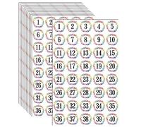 Hebayy 480 PCS Round Polka Dot Number Stickers, 12 Sheets Consecutive 1-40 Labels Self-Adhesive for Indoor, Outdoor, Office, Classroom, Storage, Organizing, Boxes (1 Inch Each)