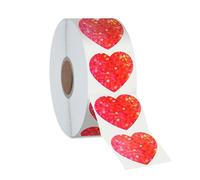 Hebayy 500 PCS Glitter Heart Stickers, Metallic Sparkling Stickers Self Adhesive Waterproof Reflective Heart Stickers Love Decorative Labels for Wedding, Valentine’s Day Supplies (1.5” Each, Red)