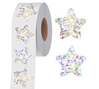 Hebayy 500 PCS Holographic Glitter Star Stickers, Self Adhesive Metallic Silvery Foil Stickers Reflective Sparkly Reward Behavior Chart Labels for Kids Students Teachers (Each Measures 1”)