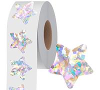Hebayy 500 PCS Holographic Silvery Star Stickers, Self Adhesive Metallic Glitter Foil Reflective Star Stickers Reward Behavior Chart Labels for Kids Students Teachers Supplies (Each Measures 1.5'')