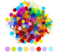 Hebayy 500 Transparent 8 Color Clear Bingo Counting Chip Plastic Markers (Each Measures 3/4 inch in Diameter)