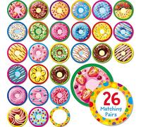Hebayy 52 PCS Donut Matching Game, 26 Designs Dessert Cards Engaging Food Memory Game, Educational Learning Toys for Preschool 4 5 6 Years Old