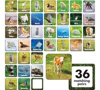 Hebayy 72 PCS Memory Matching Game, Animal Baby Matching Cards for Toddlers 36 Pairs Memory Cards for Preschool 4 5 6 Years Old