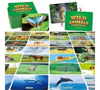 Hebayy Wild Animal Matching Game, 80 PCS Realistic Animal Memory Matching Cards for Toddlers 40 Pairs Real Animal Memory Cards Educational Toys for Preschool Boys & Girls 4 5 6 Years Old