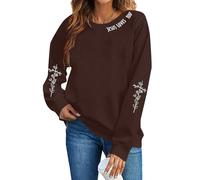 HEBBE Christian Sweatshirts For Women Jesus Loves You Sweatshirt Bible Verse Shirt Religious Pullover Top Tee, Brown, XXL