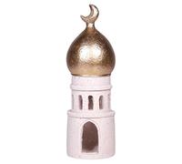 Hebdids Decorative Mosque Tower with Gold Dome, Hand Painted, 7.87 x 2.95 x 2.95 inches, White and Gold