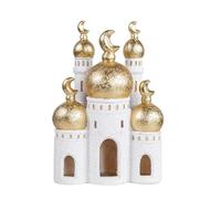 Hebdids，Mubarak Decorative ，White and Gold, 10.24 x 7.09 x 3.54 inches, Modern Style, Resin Material ， Mosque Castle Sculpture