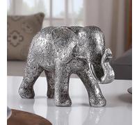 Hebdids Silver Lucky Elephant Home Décor Statue - 7 Inches Tall, for Women, Ideal for Bookshelf/Living Room/Bedroom/Office