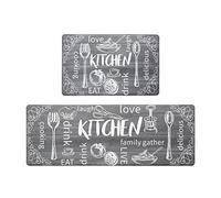 HEBE Anti Fatigue Kitchen Rug Set of 2 Non Slip Cushioned Kitchen Mats for Floor Waterproof Comfort Kitchen Rugs and Mats Farmhouse Chef Mats Floor Carpet for Sink,Laundry Room
