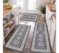 HEBE Boho Kitchen Rug Set 3 Piece with Runner Non Slip Machine Washable Kitchen Mats for Floor Thick Kitchen Floor Mat Carpet Runner Rugs for Hallway Laundry Holiday Decor