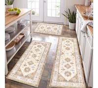 HEBE Boho Kitchen Rug Sets 3 Piece with Runner Non Slip Kitchen Rugs and Mats Washable Kitchen Mats for Floor Thick Kitchen Floor Mat Carpet Runner Rugs for Hallway Laundry Holiday Decor
