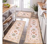 HEBE Boho Kitchen Rug Sets 3 Piece with Runner Non Slip Kitchen Rugs and Mats Washable Kitchen Mats for Floor Thick Kitchen Floor Mat Carpet Runner Rugs for Hallway Laundry Holiday Decor