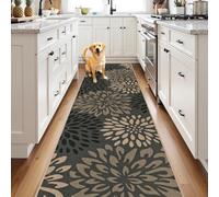 HEBE Easy Jute Hallway Washable Runner Rug,2x8 Kitchen Rug Laundry Runner Non Slip,Floral Farmhouse Kitchen Mats Floor Carpet for Entryway Door Patio Bedroom Bedside Rug Indoor Outdoor
