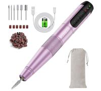 HEBECA Electric Nail Drill - Electric Nail File for Acrylic and Gel Nails Rechargeable - Nail Filer Electric Manicure Pedicure Set for Home Use Beginners (Rose)