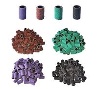 HEBECA Sanding Bands Nail Drill Bits 240pcs - 80# 120# 150# 180# 4 Color Coarse Fine Grit Nail File Sanding Bands Replacement for 3/32" Mandrel Bit AD1001