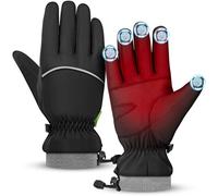 héBei Thermal Winter Gloves Waterproof Touch Screen Warm Windproof Non-Slip Design for Cycling Running Hiking Driving Camping Men Women (Black-H01, Small)