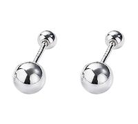 Hebelee 20G Minimalist Tiny Ball Bead Stud Earrings for Women 925 Sterling Silver Small Balls Screw Back Studs Cartilage Tragus Post Dainty Simple Birthday Christmas Party Jewelry, 5 mm, Metal, no
