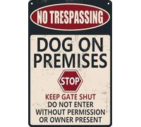 HEBELYX Beware Of Dog Signs For Fence No Trespassing Dog On Premises Sign For Garden Dogs Warning Signs For Property Funny Metal Tin Signs Dog In Yard Sign Do Not Enter Sign 12x8 Inch