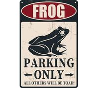 HEBELYX Frog Parking Only Tin Sign Frog Wall Decor Vintage Frog Room Signs Funny Frog All Others Will Be Toad Sign Cool Stuff Frog Sign Retro Frog Crossing Metal Tin Signs 8 x 12 Inch