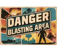 HEBELYX Funny Danger Sign Danger Blasting Area Metal Tin Plaque Novelty Retro Art Wall Decoration 8 x 12 Inch, EIGHT - 984