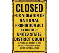 HEBELYX National Prohibition Act Retro Metal Tin Sign Closed Violation National Prohibition Act Sign for Home Bar Restaurant Coffee Vintage Wall Decoration 12x8 Inch, EIGHT - 922