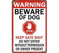 HEBELYX No Trespassing Sign Beware of Dog Signs for Fence Warning Tin Sign Beware of Dog Do Not Enter Sign for Home Door Kitchen Farm Garden Garage Wall Decor 12x8inch, EIGHT - 909
