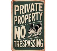 HEBELYX Private Property No Trespassing Tin Signs - There is a Vicious Dog in The Yard for House Door or Fence Metal Sign 8 x 12 Inch, Nine - 2215