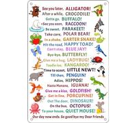 HEBELYX See You Later Alligator Poster Metal Tin Sign Funny Animal Teaching Educational Art Prints for Home Bedroom Garden Preschool Art Classroom Wall Decor 12x8 Inch, Nine - 2747