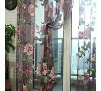 HEBEOT 100X250cm Floral Tulle Voile Door Casement Curtain Drape Panel Sheer Scarf Valances,Bedroom Living Room Decor Valance
