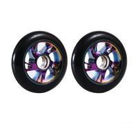 HEBEOT 120mm Scooter Wheels Pack of 2 with ABEC-9 Bearings PU High Rebound Shock Absorbing Wear Resistant Aluminum for Kick and Freestyle Scooters Indoor Outdoor Use Bl(Seven colors)