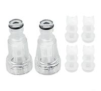HEBEOT 2 Pack High Pressure Water Filter Connection and 4 Pack Replacement Filters for K2 Series Pressure Washers Transparent Plastic 175 PSI Max