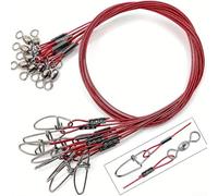 HEBEOT 20Pcs Fishing Wire Trace Leaders Stainless Steel Fishing Lure Wire Anti-bite Lure Wire Trace With Swivels And Snaps For Saltwater And Freshwater(red)