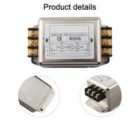 HEBEOT 220V Bipolar Terminal Block Filter for EMI Purification Compatible with Single-Phase Rail Power Systems 10A 250VAC Nickel-Plated Iron(20A no)