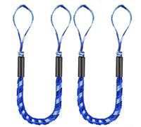 HEBEOT 2PCS Bungee Dock Line With Hook, High Strength Bungee Dock Rope 4FT To 5 5FT For Yachts Motorboats Kayaks Pontoons Small Boats(2pcs blue black white)
