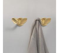 HEBEOT 2Pcs Leaf-shaped Clothes Hook Zinc Alloy Wall Mounted Metal Coat Hooks Gold Leaves Decorative Hanging Wall Hooks Key Holder Coat Hanger