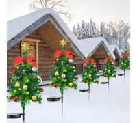 HEBEOT 2Pcs Small Solar Christmas Tree Lights, IP65 Waterproof Outdoor Christmas Decorations With Adjustable Branches 37 * 10 * 9.5cm
