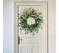 HEBEOT 35cm green Olive Wreath, Olive Wreath for Front Door, Greenery All Season Wreath with Olive for LEAF Fruit, Home Decoration for Outdoor Living Room Indoor Wall
