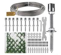 HEBEOT A Set Stainless Steel Cross Buckle Set, Wall Wire Trellis Kit Garden Wire Kit For Diamond Square And Fan-shaped Designs(52-foot suit)