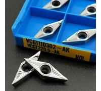 HEBEOT Aluminum VCGT110302-AK H01 and VCGT220.5-AK CNC Carbide Turning Inserts for Metalworking Lathe Applications, Indexable Cutting Tool, 10-Piece Industrial Set for