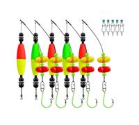 HEBEOT Artificial Rigs with Rattler Beads 5pcs Set for Bank Fishing Float Rig Compatible with 6/0 8/0 10/0 Circle Hooks EVA Foam Floats 5-7cm 120-140g(8/0#)