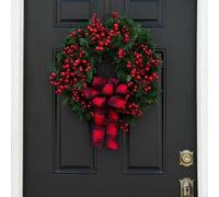HEBEOT Christmas Wreath, Front Door Wall Hanging Winter Wreath Garland Ornament With Its Classic Design For Holiday Cheer(30cm)
