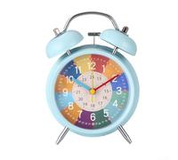 HEBEOT Creative Cartoon Design Alarm Clock for Kids Encourages Effective Time Management Skills (blue ears)