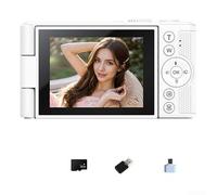 HEBEOT Digital Camera With 4K Recording, 64MP CMOS Sensor 16X Digital Zoom And 2 8 Inch Flip IPS Screen For Photography And Vlogging Applications(White 32G)