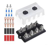 HEBEOT Dual Bus Bar Set M10 M8 4 Post Power Distribution Block for RV Marine Boat Camper Van DC Electrical System with Copper Lugs and Crimp Terminals Kit