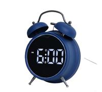 HEBEOT Extra Loud Alarm Clock for Heavy Sleepers Twin Bell Digital Desk Clock with Large LED Display AMPM Indicator and Metal Body Battery or In Powered for Bedro(Blue)