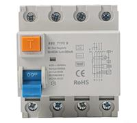 HEBEOT FI Residual Current Circuit Breaker 63A 30mA 4-Pin Type B RCD Safety Switch DIN Rail for Wall Boxes Residual Current Circuit Breaker Automatic Fuse